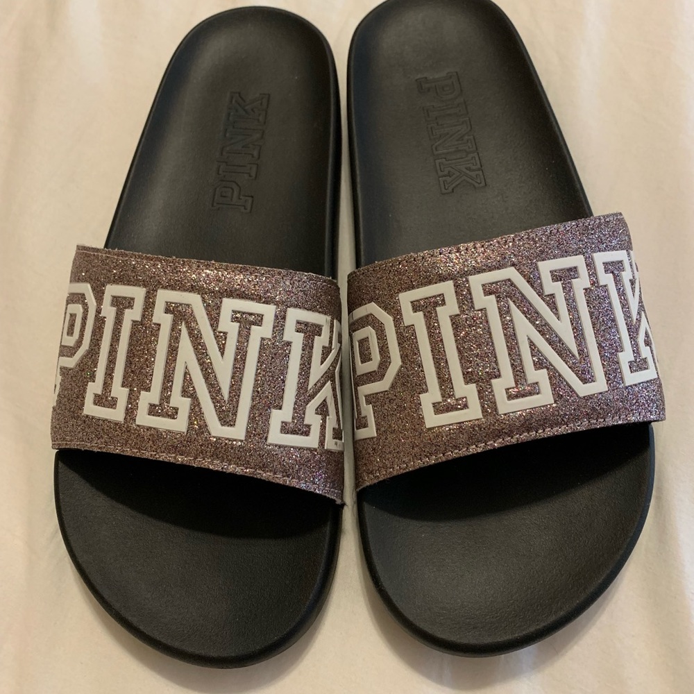 PINK sparkle slip on shoes